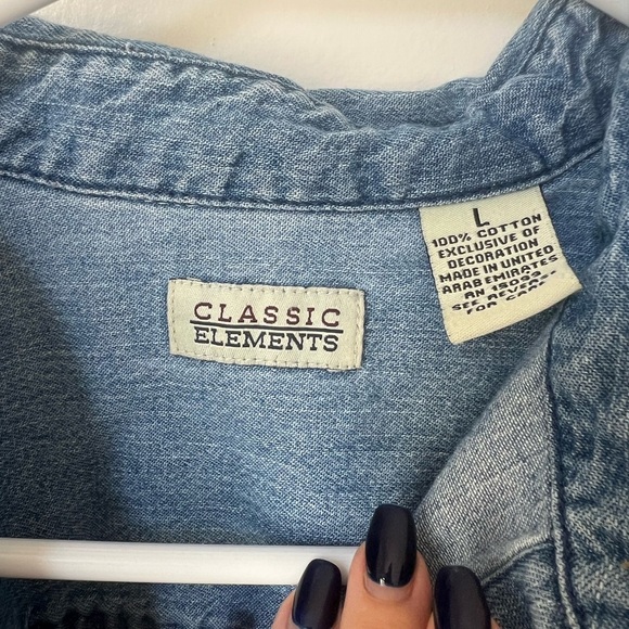 Classic Elements Christmas Denim Button Down - Picture 3 of 3